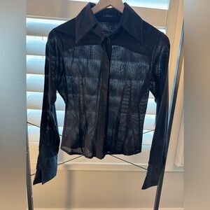 Sisley Black Sheer Button-Down Shirt